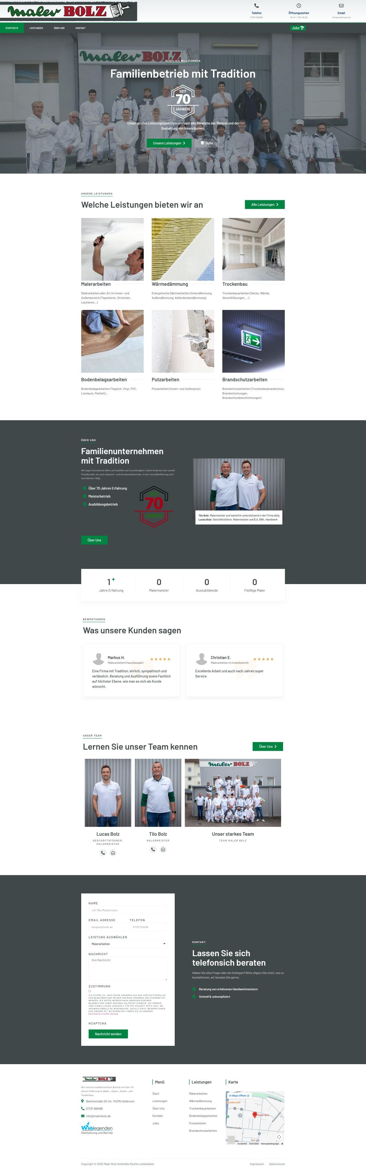 Maler Bolz GmbH: Startseite, Desktop