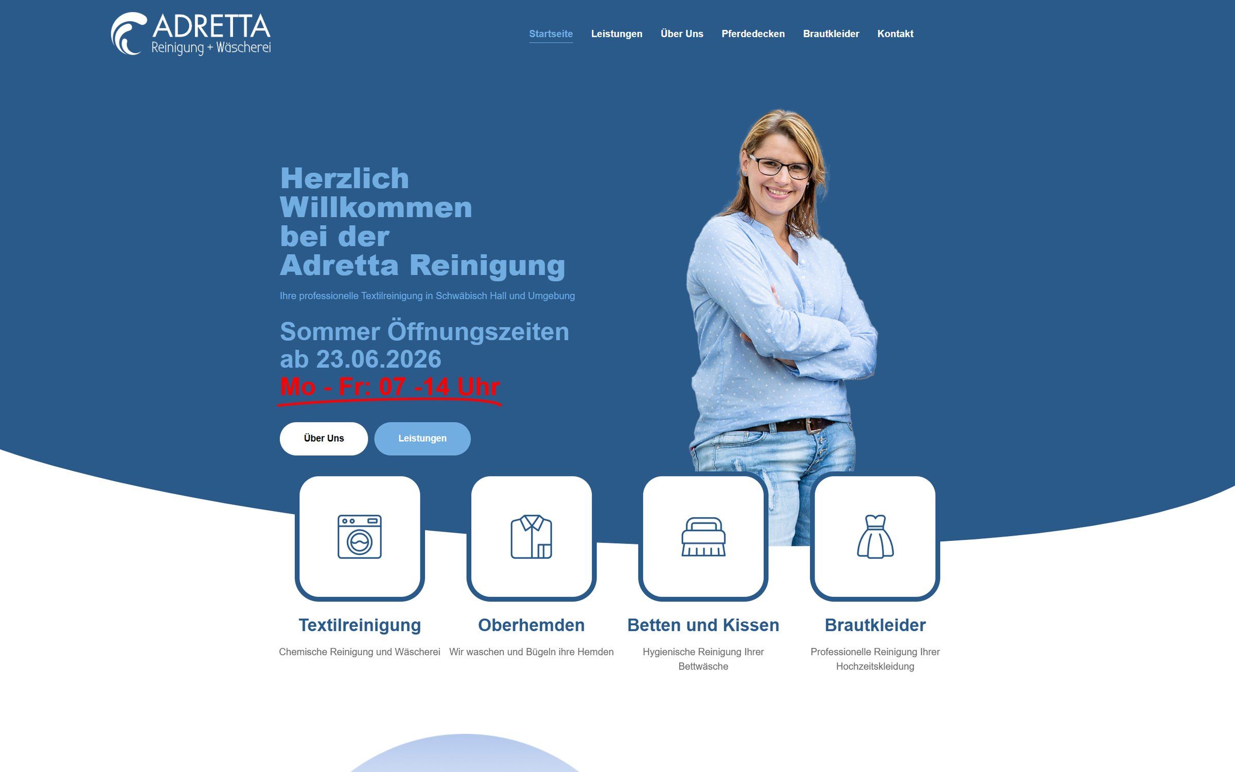 Website Adretta Reinigung nach dem Relaunch