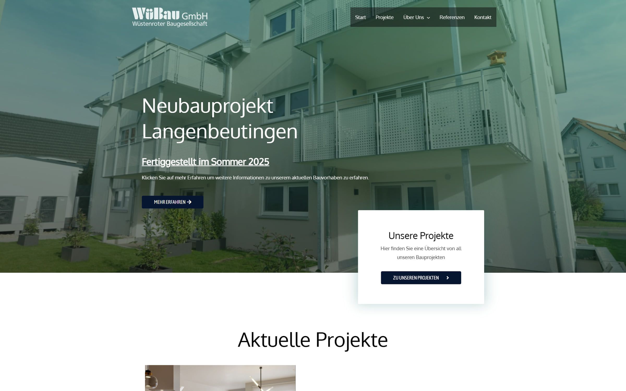 Website Wübau GmbH nach dem Relaunch