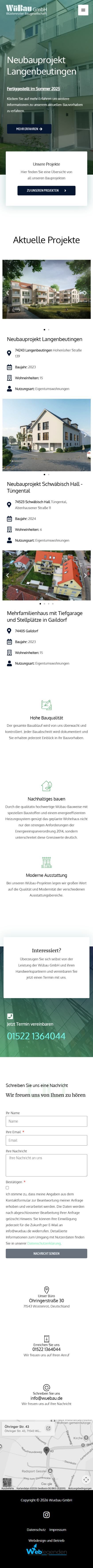 Wübau GmbH: Startseite, mobil